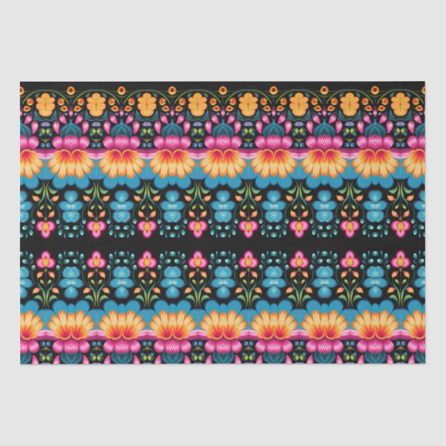 Floral Folk Art Modern Seidenpapier (Vorderseite)