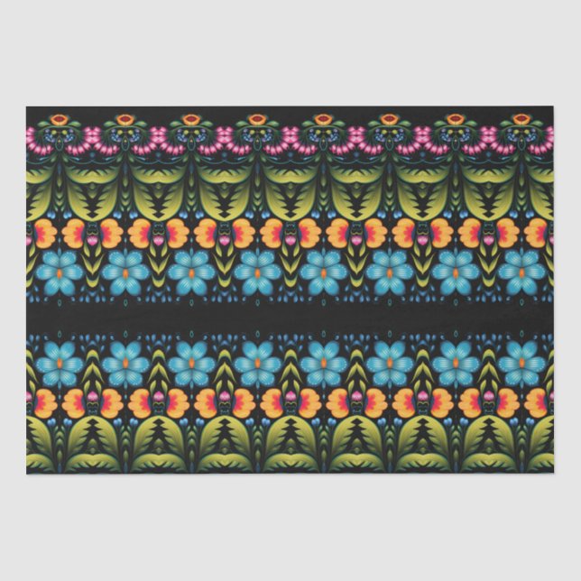 Floral Folk Art Modern Seidenpapier (Vorderseite)