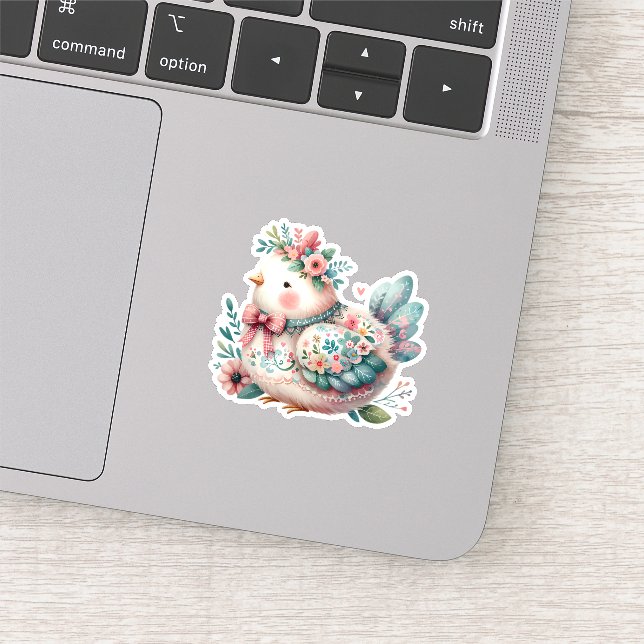 Floral Folk Bird mit Pastel Boho Charm Aufkleber (Ausschnitt)