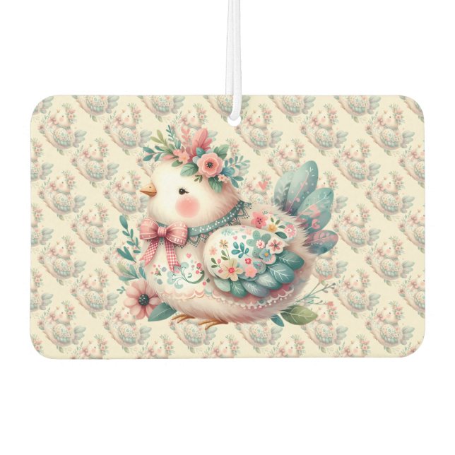 Floral Folk Bird mit Pastel Boho Charm Autolufterfrischer (Vorderseite)