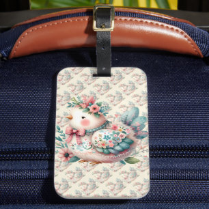 Floral Folk Bird mit Pastel Boho Charm Gepäckanhänger