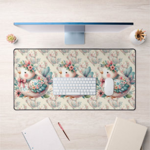 Floral Folk Bird mit Pastel Boho Charm Schreibtischunterlage