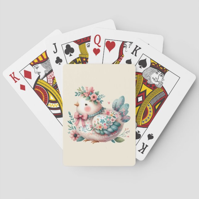 Floral Folk Bird mit Pastel Boho Charm Spielkarten (Rückseite)