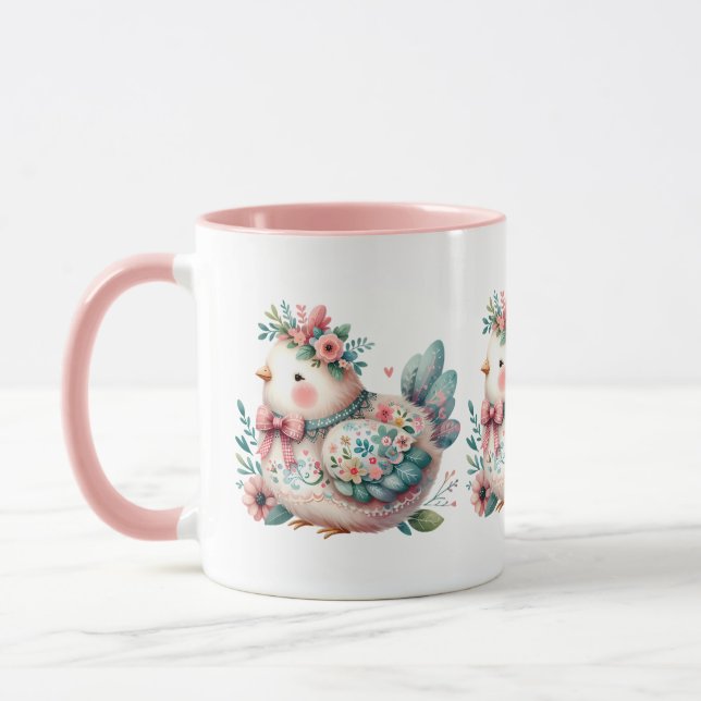 Floral Folk Bird mit Pastel Boho Charm Tasse (Links)