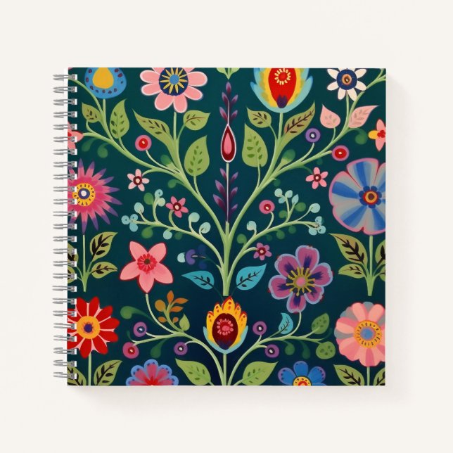 Floral Folk Motif Notizbuch (Vorderseite)