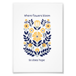 Floral Folk Wall Art Print, Scandinavian Botanical Fotodruck