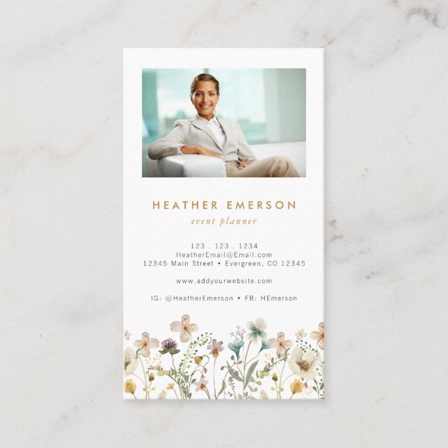Floral Foto Business Card Visitenkarte (Vorderseite)