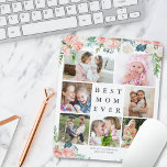 Floral Foto Collage BEST MAMA JE Personalisiert Mousepad<br><div class="desc">Erstellen Sie ein Foto-Keepake-Memory-Mauspad mit einer Collage von 7 Ihrer Lieblingsfotos, die mit Aquarellblau-Rosa und Rose-farbigen Blume auf einem wechselbaren weißen Hintergrund betont werden. Der einfache, klassische Titel BEST MAMA kann je geändert werden und Sie können eine persönliche Nachricht wie HAPPY MUTTER'S DAY, HAPPY BIRTHDAY oder WITH LIEBE, NAMES. FOTO...</div>