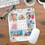 Floral Foto Collage BEST NANA JE Personalisiert Mousepad<br><div class="desc">Create a foto memory mouse pad with a klebend of 7 Fotos, wir haben die White Background Accented with blush pink, white and rose colored peony flowers and gray text geändert. TITLE CHANGE: The Simple, classic title BEST NANA EVER can be change and you can add a personal message or...</div>
