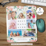 Floral Foto Collage BEST NANA JE Personalisiert Mousepad<br><div class="desc">Create a foto memory mouse pad with a klebend of 7 Fotos, wir haben die White Background Accented with blush pink, white and rose colored peony flowers and gray text geändert. TITLE CHANGE: The Simple, classic title BEST NANA EVER can be change and you can add a personal message or...</div>