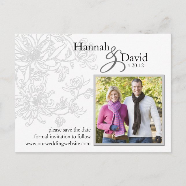 Floral Foto Save the Date Postkarte (Vorderseite)