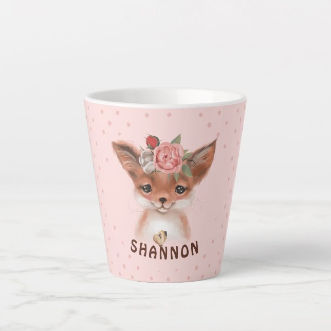 Floral Fox Latte Tasse (Vorderseite)