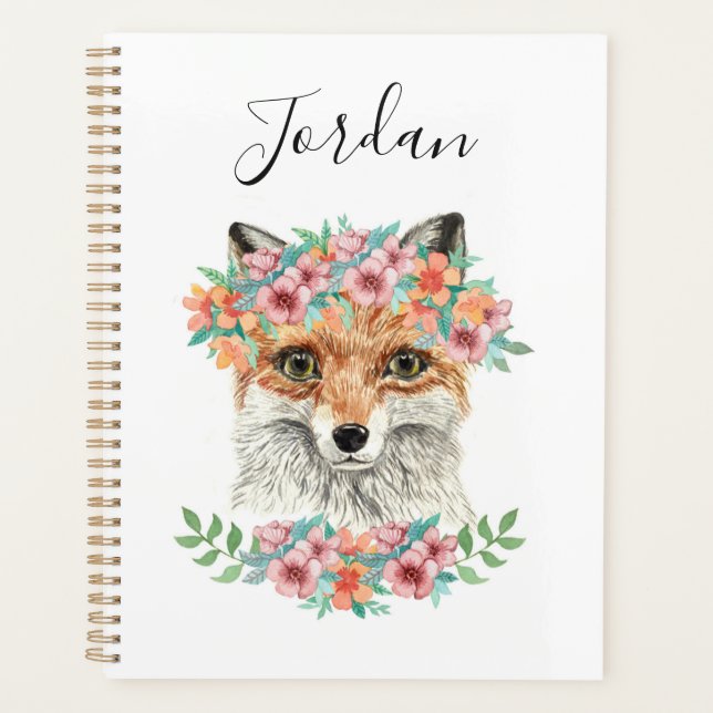Floral Fox | Name hinzufügen Planer (Vorderseite)