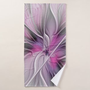 Floral Fractal moderne Fleur Abstraite rose gris