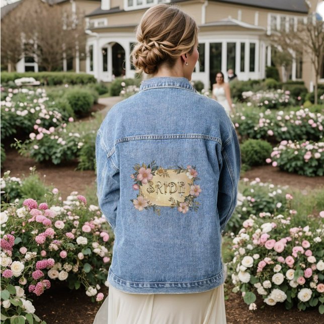 Floral Frame Bride Denim Jacket Jeansjacke (Von Creator hochgeladen)