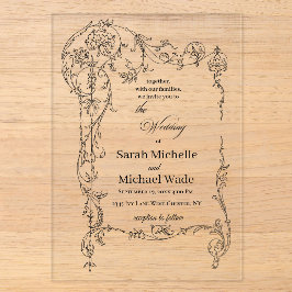 Floral Frame Calligraphy Acryli Wedding Invitation Acryleinladungen