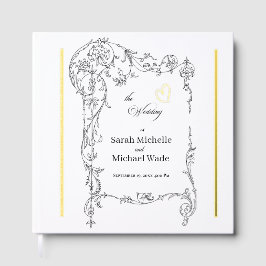 Floral Frame Calligraphy Wedding Gästebuch