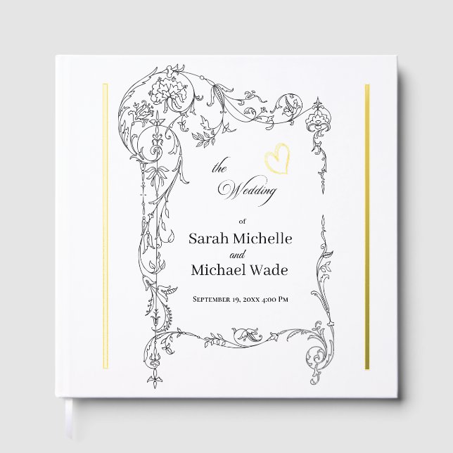 Floral Frame Calligraphy Wedding Gästebuch (Vorderseite)