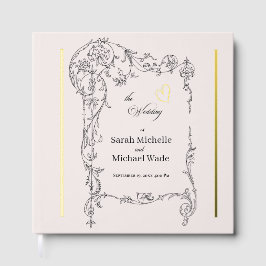 Floral Frame Calligraphy Wedding Gästebuch