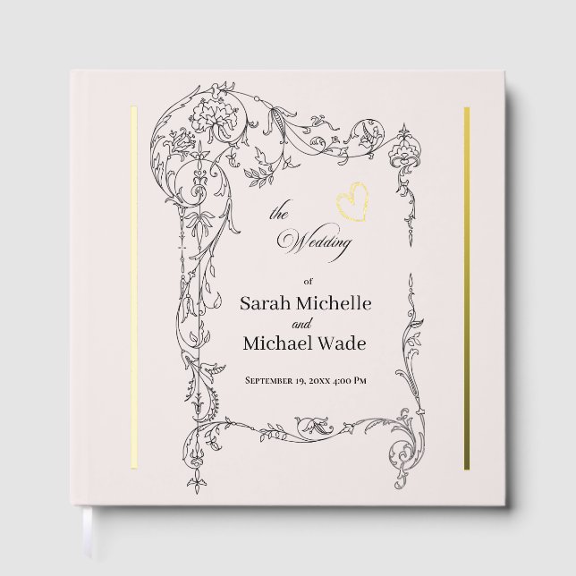 Floral Frame Calligraphy Wedding Gästebuch (Vorderseite)
