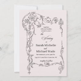 Floral Frame Calligraphy Wedding Invitation Einladung