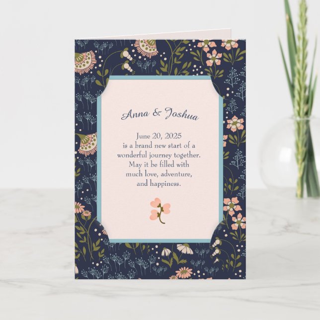 Floral Frame Neu verheiratet Glückwunsch Karte (Vorderseite)