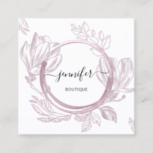 Floral Frame QR Code Logo Garden Rose Weiß Quadratische Visitenkarte