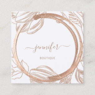 Floral Frame QR Code Logo White Rose Royal Quadratische Visitenkarte