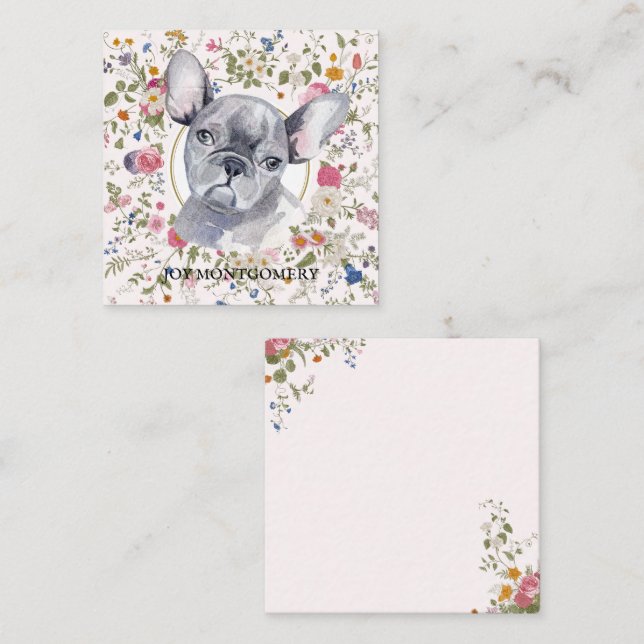 Floral Français Bulldog Chien Maman Carte pour not (Devant / Derrière)