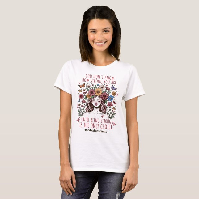 Floral Frauen starke Sichelzellunterstützung T-Shirt (Vorne ganz)