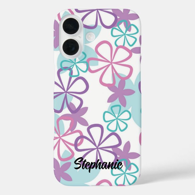 Floral Freestyle - HandGezeichnet Retro-Blume iPhone 16 Hülle (Rückseite)