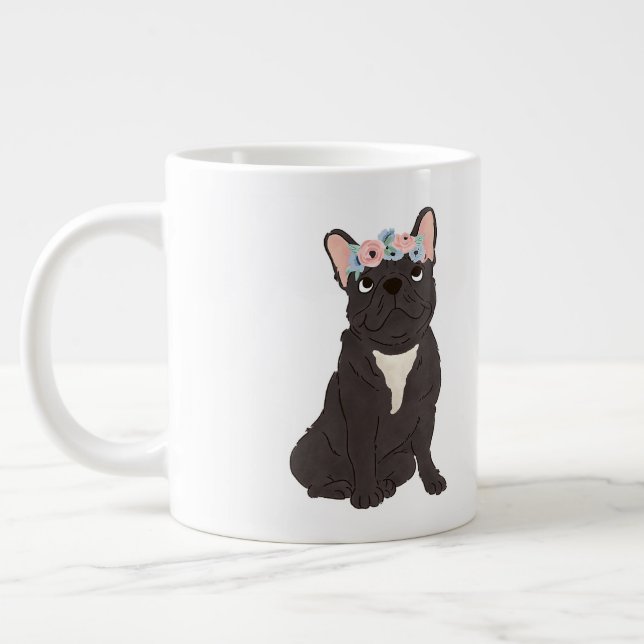 Floral French Bulldog Lovers Black Frenchie Dog Jumbo-Tasse (Links)