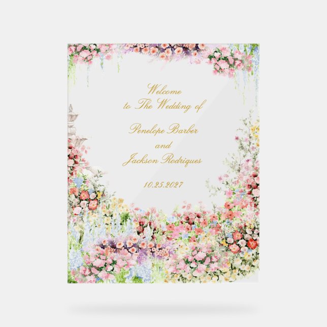 floral french romantic garden chateau wedding acrylschild (Vorderseite)