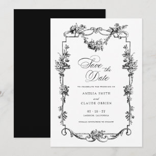 Floral French Vintag Frame Save the Date Hochzeit Einladung