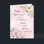 Floral Friend und seine Ehefrau Hochzeitstag Karte<br><div class="desc">Glückliche Hochzeitskarte für Freund und seine Ehefrau mit schönen Aquarellfarben Vintage Blume und sentimentale Vers.</div>