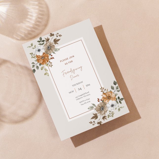 Floral Friendsgiving Diner Invitation Modèle (Créateur téléchargé)