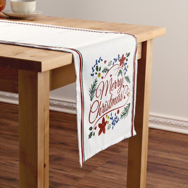 Floral Frohe Weihnachten Kurze Tischläufer (Beispiel)