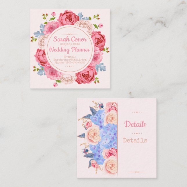 Floral Front/Back Business Card Quadratische Visitenkarte (Vorne/Hinten)