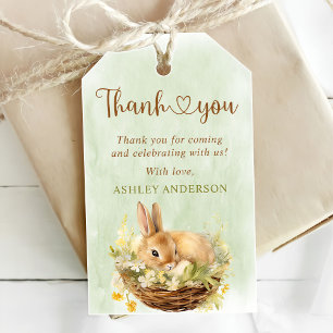 Floral Frühlingshase etwas sonniger 1. Geburtstag Geschenkanhänger