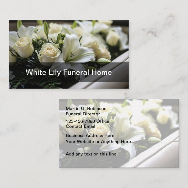 Floral Funeral Home Cartes de visite Design (Devant / Derrière)