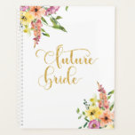 Floral Future Bride Gold Glitzer Moderne Hochzeit Planer<br><div class="desc">Hübsch rosa Blumenplaner mit goldenem Glitzer-Drehbuch "Zukünftige Braut". So hübsch,  alle Ihre Hochzeitspläne zu machen.</div>