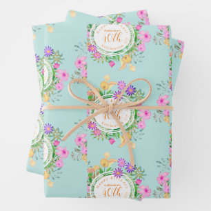 Floral Garden Aqua Geschenkpapier Set
