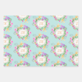 Floral Garden Aqua Geschenkpapier Set