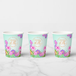 Floral Garden Aqua Pappbecher