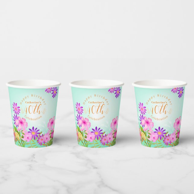 Floral Garden Aqua Pappbecher (Multi)