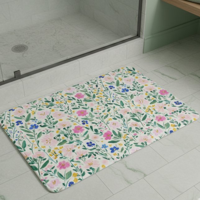 Floral Garden Badematte (colorful preppy floral garden bath mat)