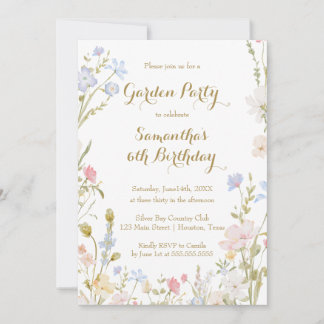 Floral Garden Birthday Invitation Spring Einladung
