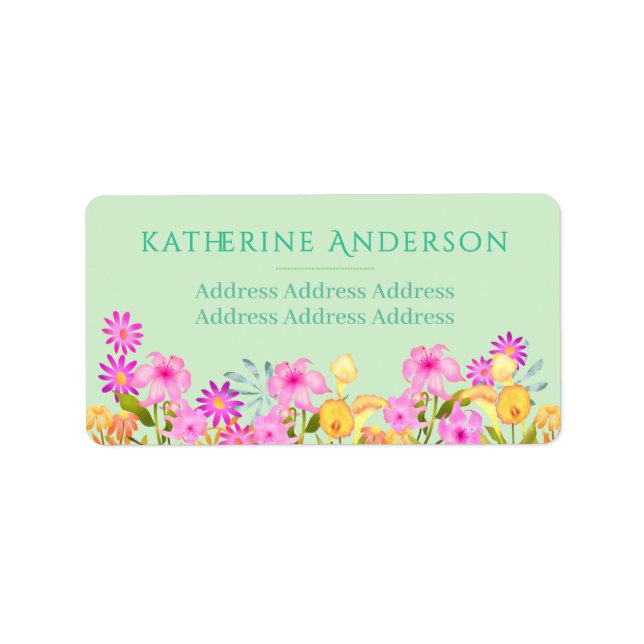 Floral Garden Green  Adressaufkleber (Vorne)