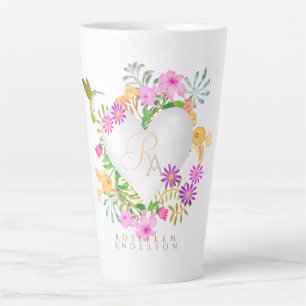 Floral Garden Monogram Heart White Milchtasse