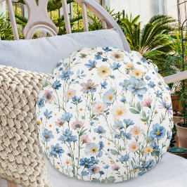Floral Garden Soft Pastel Botanical Decor Rundes Kissen
